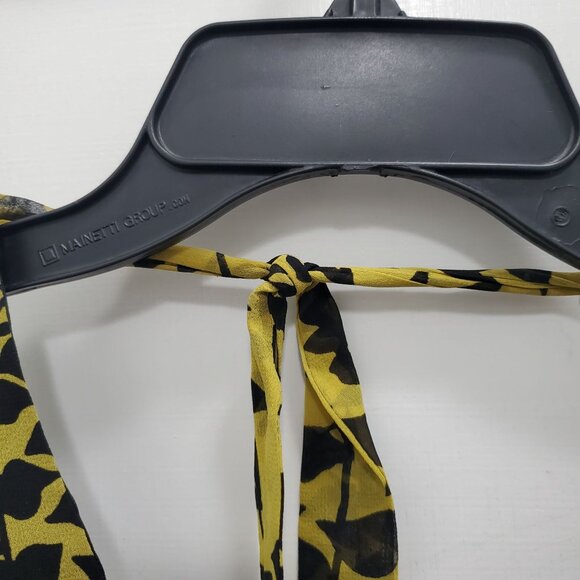 Express Women's Y2K Lime Purple Ombre Tropical Leaf Print Silk Halter Neck Top 6 - Picture 8 of 10